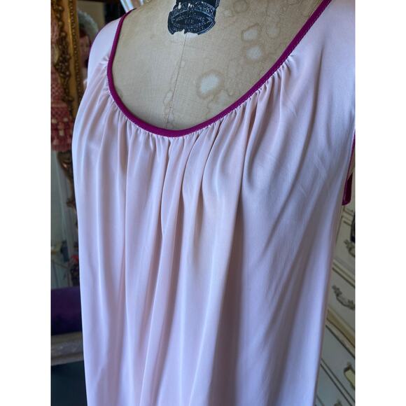vintage 1960s pink and magenta striped nightgown 60s nightie medium mod lingerie - Picture 2 of 8